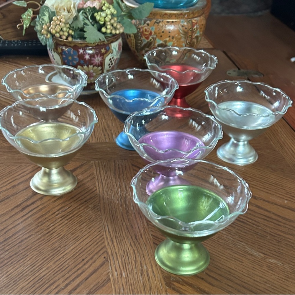 Colorful Glass Dessert Bowls Set